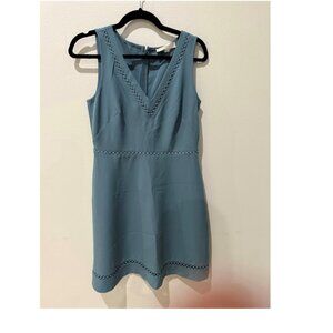 Loft Fit & Flare Dress Sleeveless Women Size 4 Blue Back Zipper